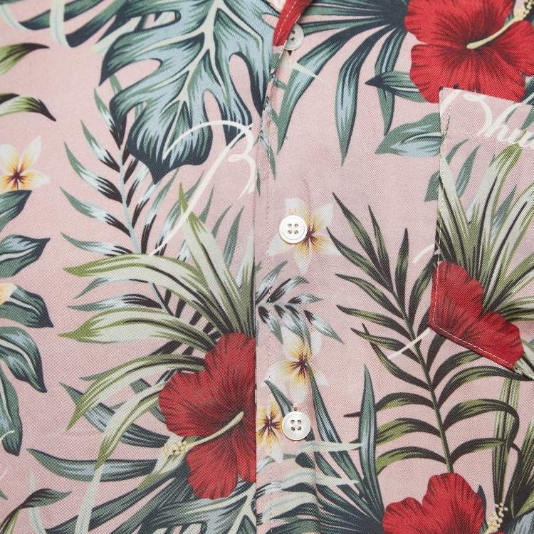 Pre Owned Rhude Pink Tropical Print Hawaiian Shirt L