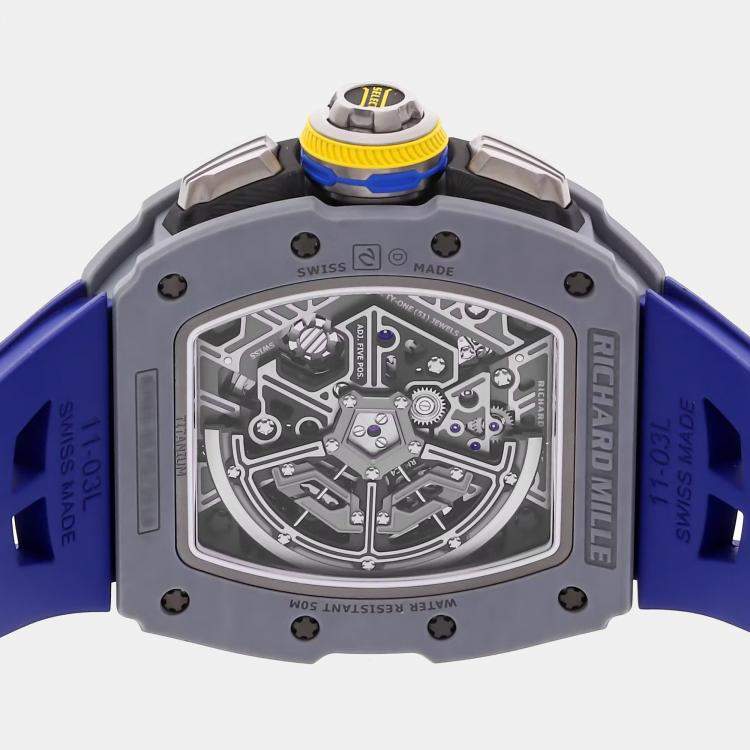 Pre Owned Richard Mille RM65-01 Split Chronograph RM65-01 FQ Automatic Black Quartz Carbon Men's Wristwatch 50mm