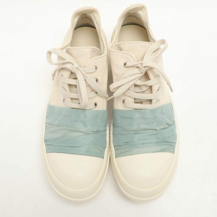 Pre Owned Rick Owens White Canvas and Nylon Overlay Low Top Sneakers Size 45