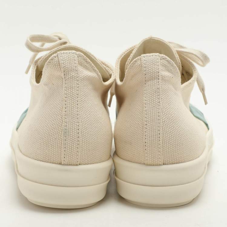 Pre Owned Rick Owens White Canvas and Nylon Overlay Low Top Sneakers Size 45