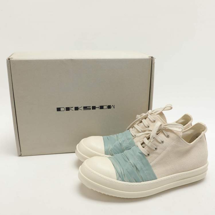 Pre Owned Rick Owens White Canvas and Nylon Overlay Low Top Sneakers Size 45