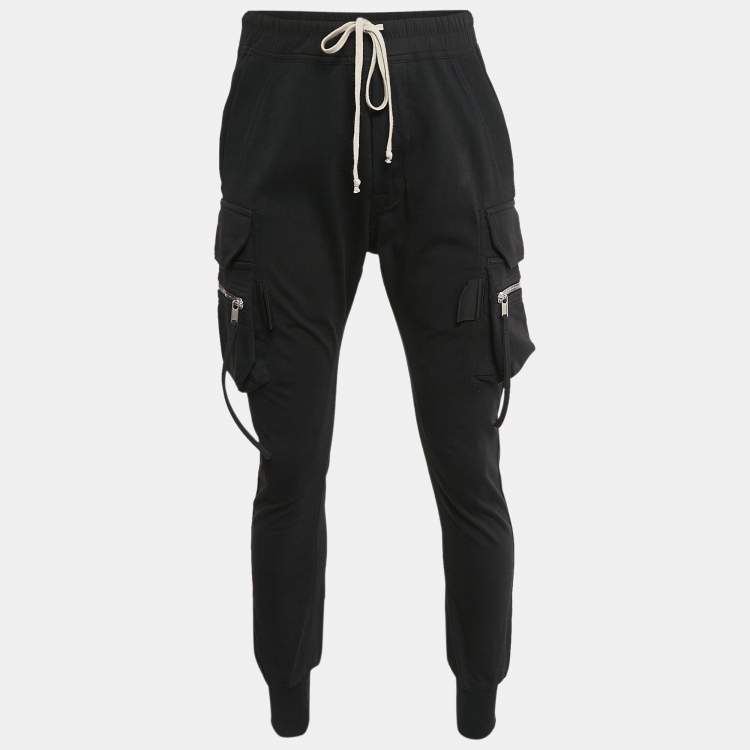Pre Owned Rick Owens Black Cotton Knit Mastodon Cargo Pants XL