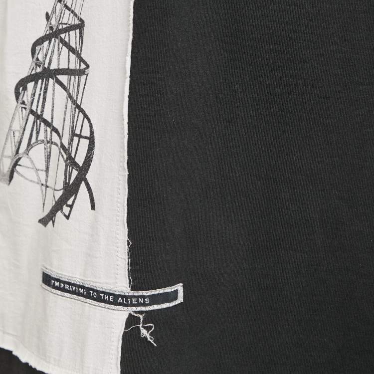 Pre Owned Rick Owens Black Applique Detail Cotton Knit Oversized T-Shirt M