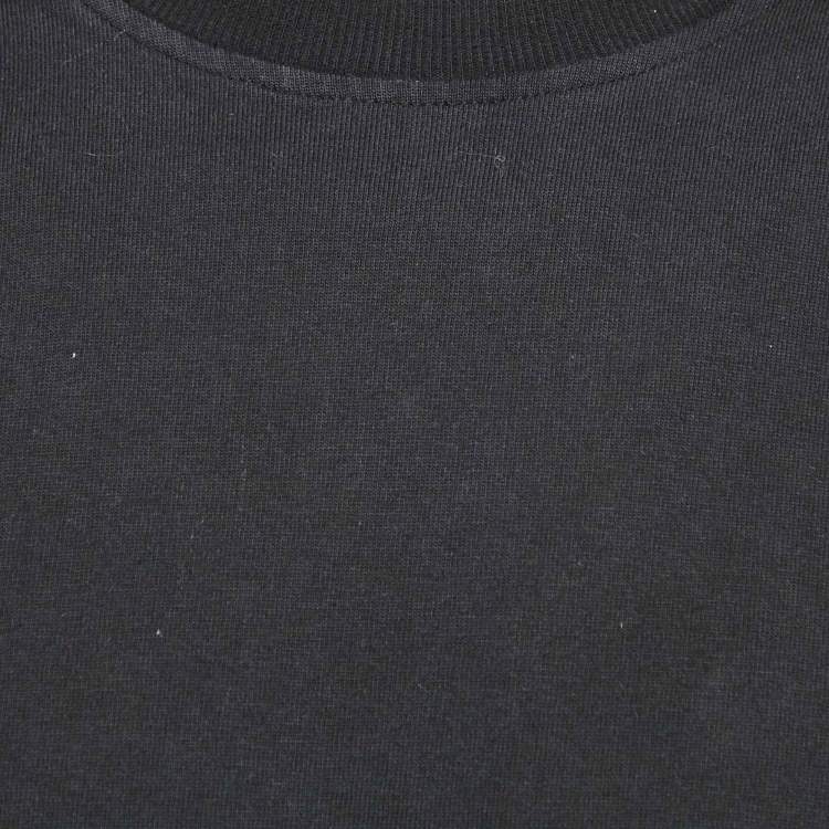 Pre Owned Rick Owens Black Applique Detail Cotton Knit Oversized T-Shirt M