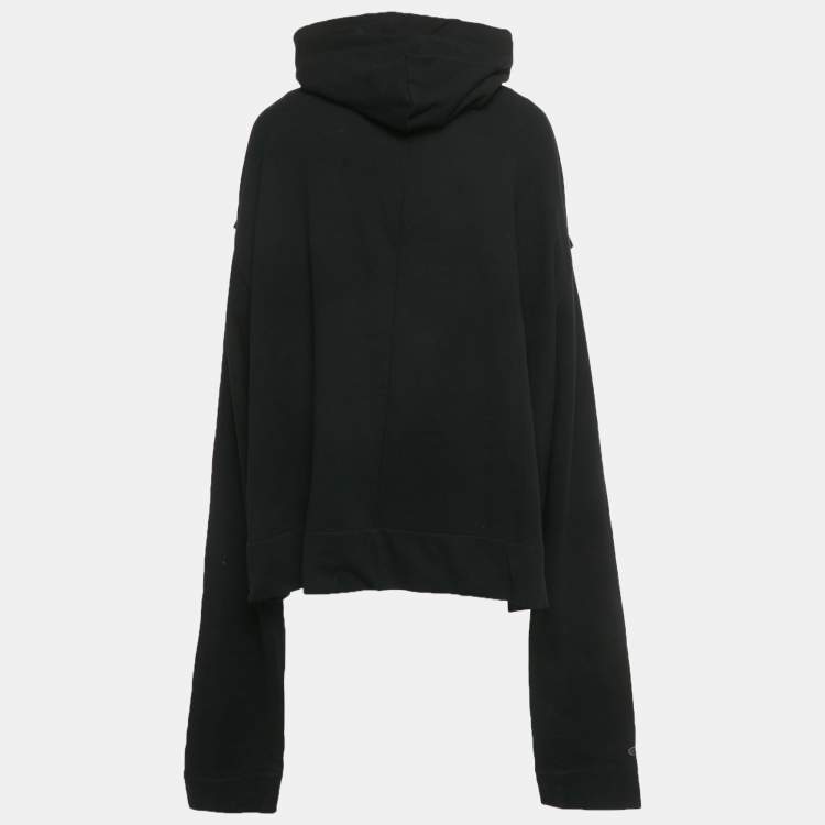 Pre Owned Rick Owens x Champion Black Cotton Oversized Sleeve Hoodie S