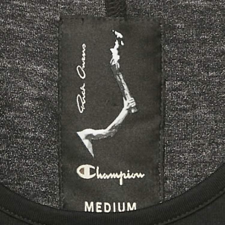 Pre Owned Rick Owens x Champion Black Logo Embroidered T-Shirt M