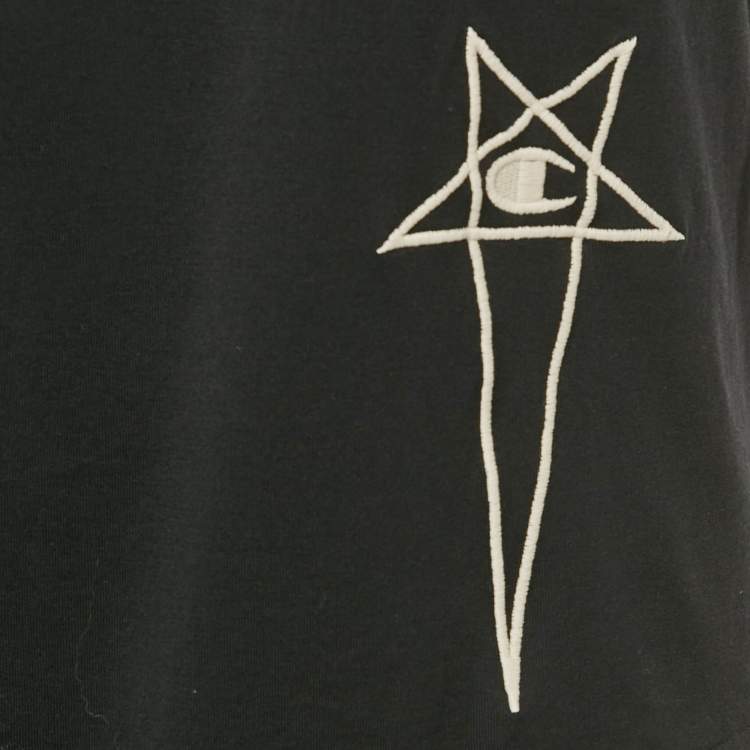 Pre Owned Rick Owens x Champion Black Logo Embroidered T-Shirt M
