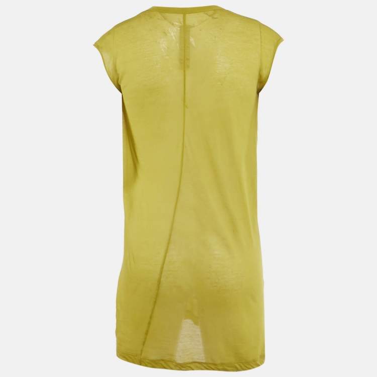 Pre Owned Rick Owens Green Jersey Semi Sheer Sleeveless T-Shirt M