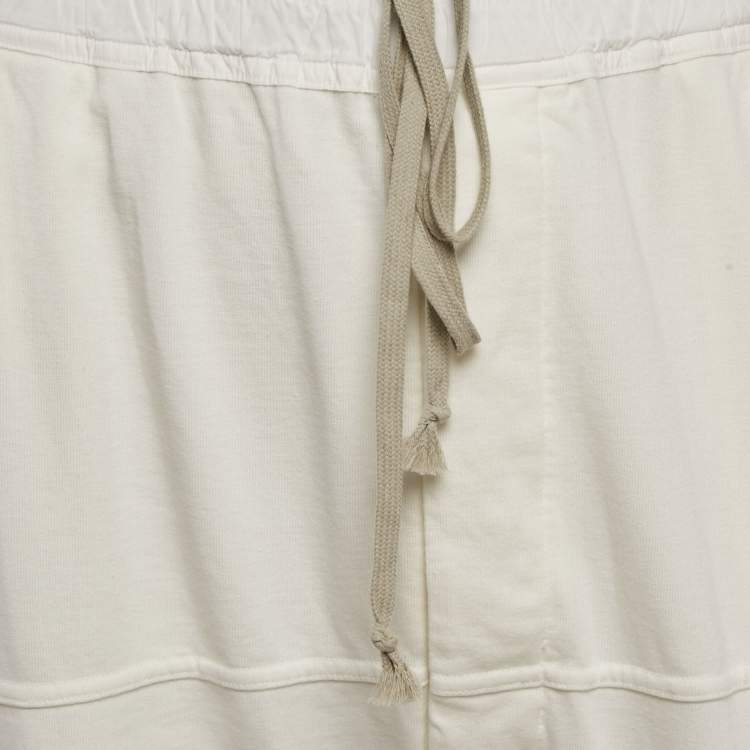 Pre Owned Rick Owens White Cotton Knit DRKSHDW Drawstring Pants S