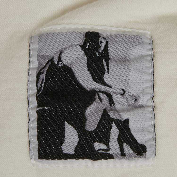 Pre Owned Rick Owens White Cotton Knit DRKSHDW Drawstring Pants S