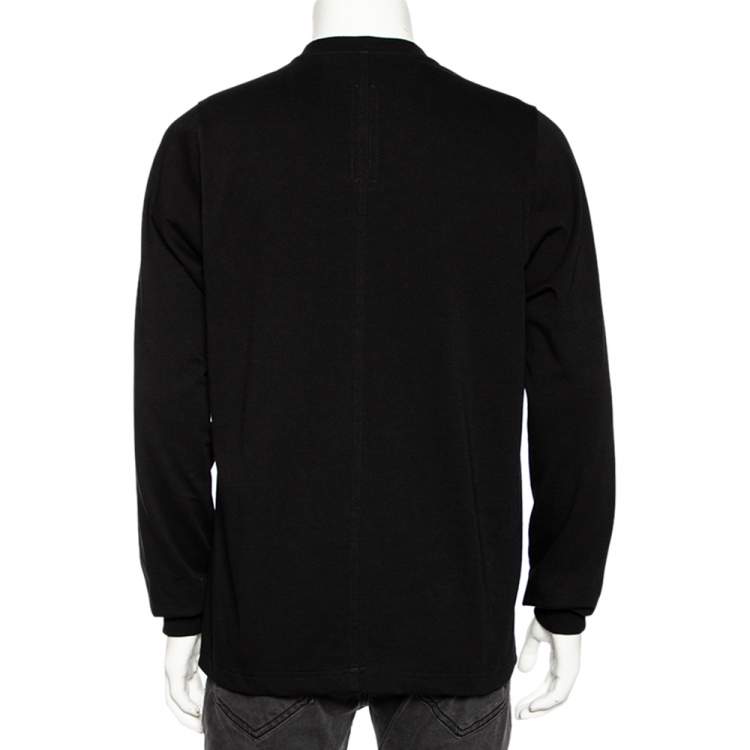 Pre Owned Rick Owens Black Knit Vega Combo Long Sleeve Crewneck Sweatshirt S 