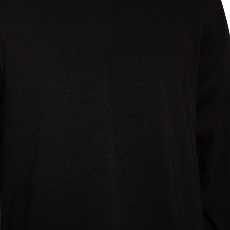 Pre Owned Rick Owens Black Knit Vega Combo Long Sleeve Crewneck Sweatshirt S 
