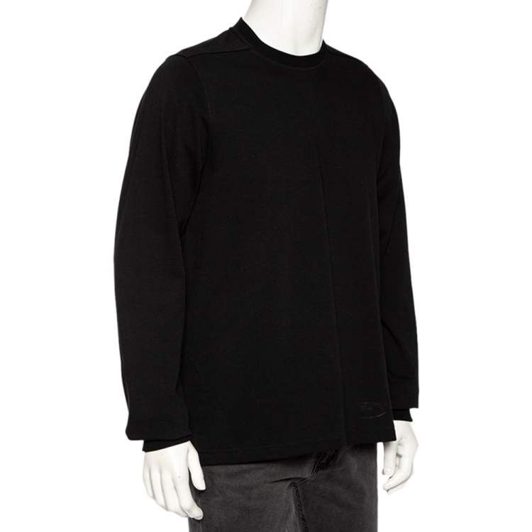 Pre Owned Rick Owens Black Knit Vega Combo Long Sleeve Crewneck Sweatshirt S 