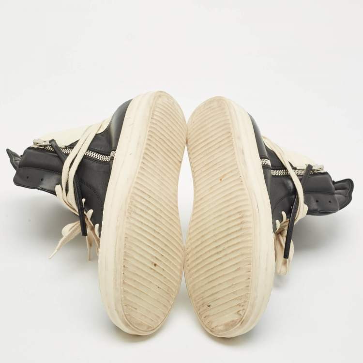 Pre Owned Rick Owens Black Leather Geobasket Sneakers Size 41