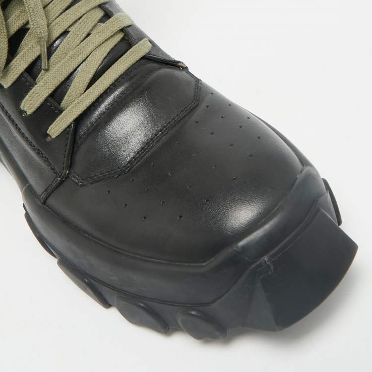 Pre Owned Rick Owens Black Leather Tractor Dunk Boots Size 41