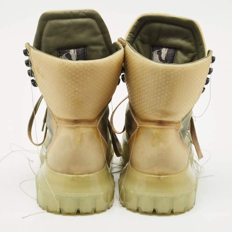 Pre Owned Rick Owens Green Rubber Tractor Dunk Boots Size 41
