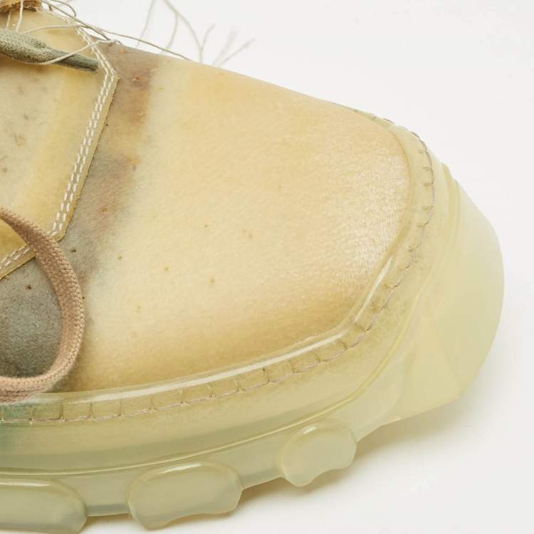 Pre Owned Rick Owens Green Rubber Tractor Dunk Boots Size 41