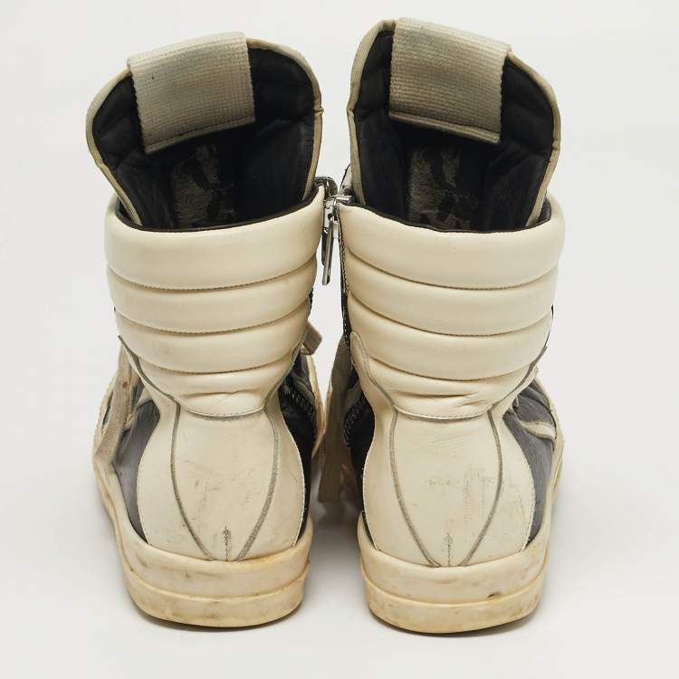 Pre Owned Rick Owens Geobasket Size 43 Black Leather High Top Sneakers