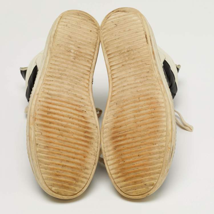 Pre Owned Rick Owens Geobasket Size 43 Black Leather High Top Sneakers