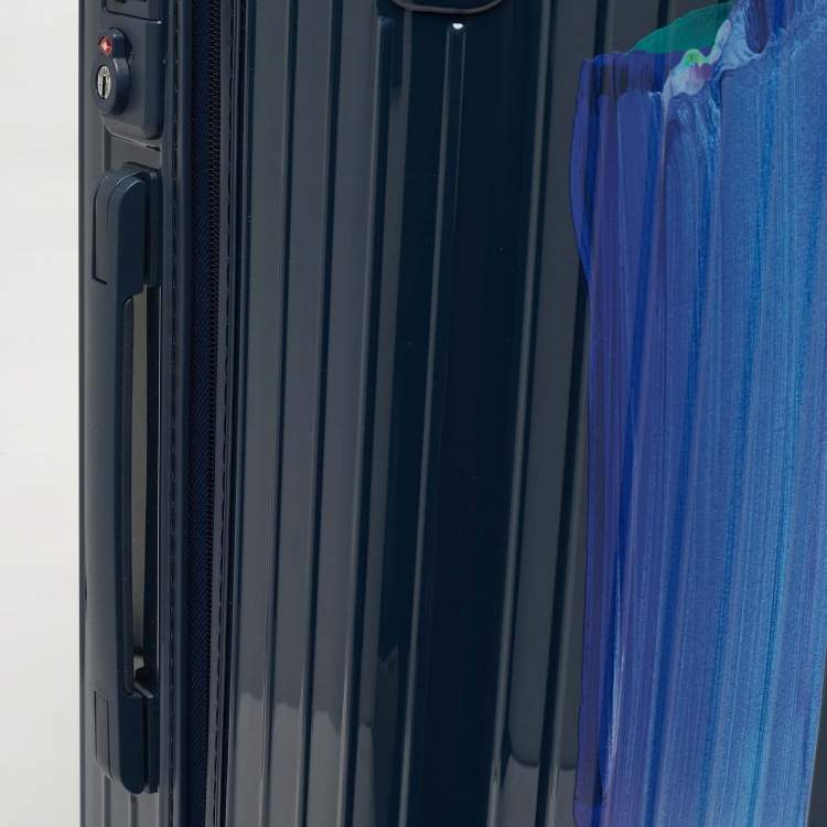 Pre Owned حقيبة سفر ريموا x بتوليمي مان زرقاء منتصف الليل بولي كربونات كابينة الأساسية