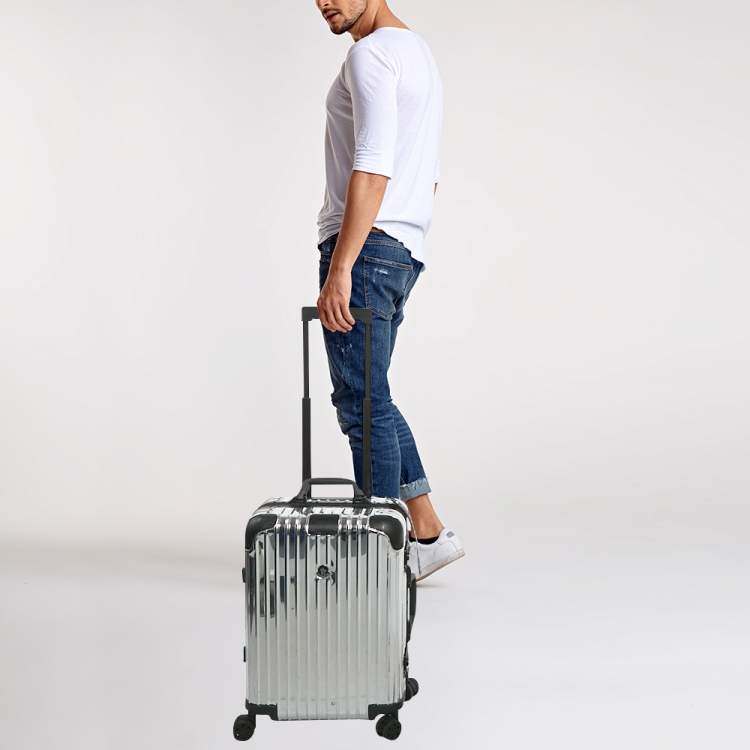 Pre Owned Rimowa x Moncler Silver Mirrored Aluminium Cabin Suitcase