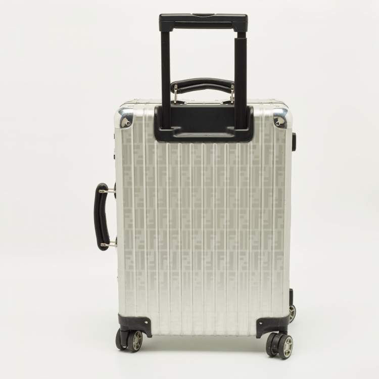 Pre Owned Rimowa x Fendi Grey FF Aluminium Trolley Cabin Suitcase