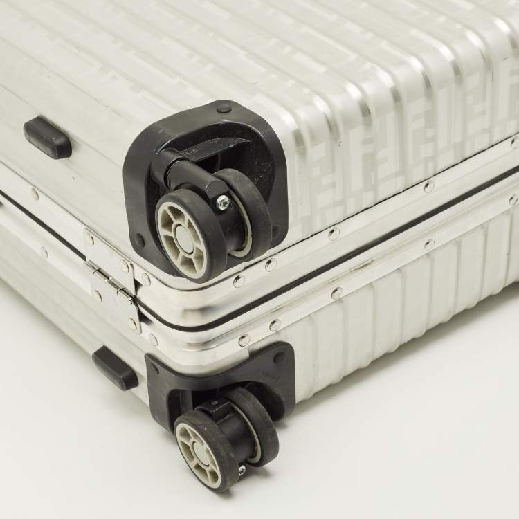 Pre Owned Rimowa x Fendi Grey FF Aluminium Trolley Cabin Suitcase