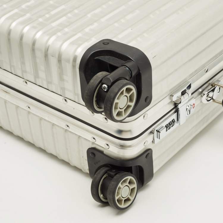 Pre Owned Rimowa x Fendi Grey FF Aluminium Trolley Cabin Suitcase