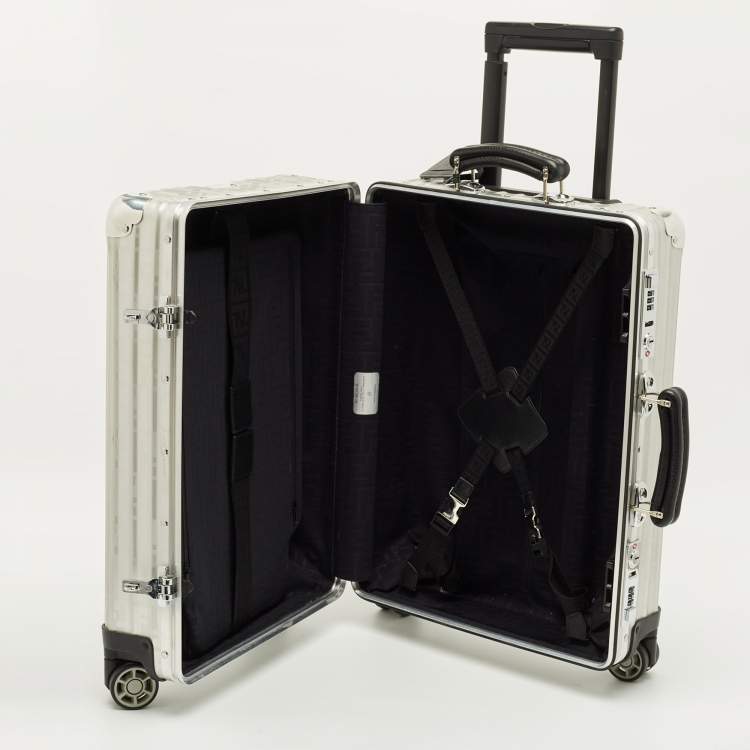 Pre Owned Rimowa x Fendi Grey FF Aluminium Trolley Cabin Suitcase