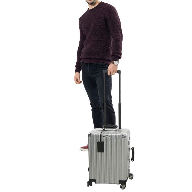 Pre Owned Rimowa x Fendi Grey FF Aluminium Trolley Cabin Suitcase