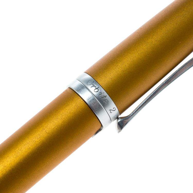 Pre Owned Roberge Orbite 2 Diamond Grey and Yellow Ochre Aluminium Rollerball Pen