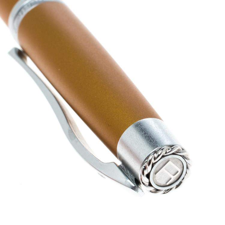 Pre Owned Roberge Orbite 2 Diamond Grey and Yellow Ochre Aluminium Rollerball Pen