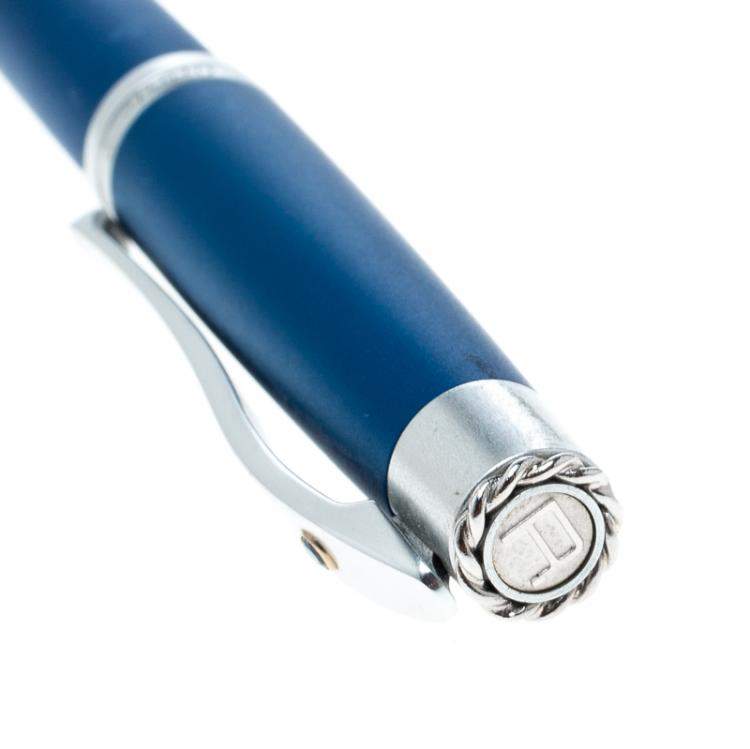 Pre Owned Roberge Orbite 2 Blue Aluminium Crystal Rollerball Pen