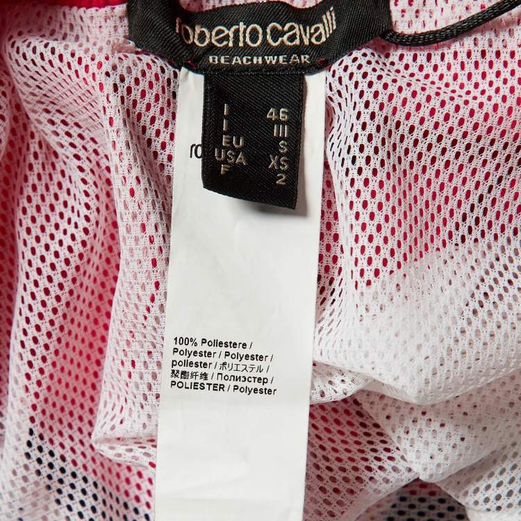 Pre Owned Roberto Cavalli Beachwear Fucsia Pink Logo Printed Swim Shorts S