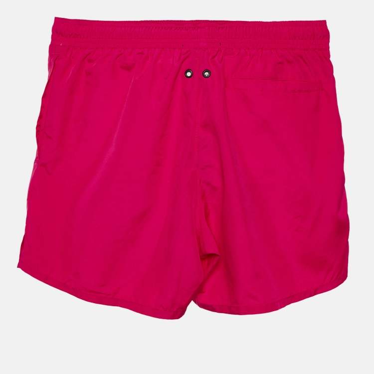 Pre Owned Roberto Cavalli Beachwear Fucsia Pink Logo Printed Swim Shorts S