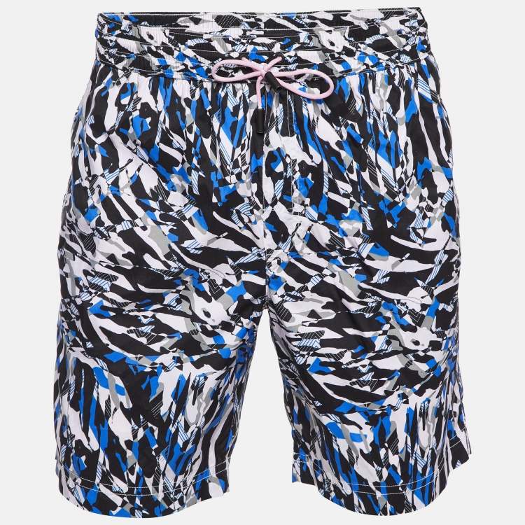 Pre Owned Roberto Cavalli Beachwear Blue Printed Swim Shorts M