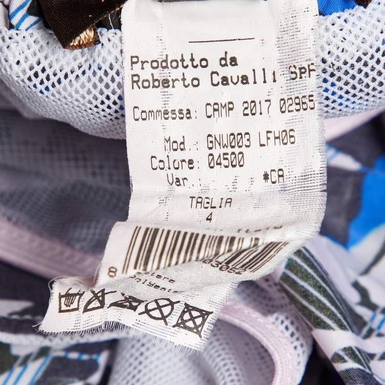 Pre Owned Roberto Cavalli Beachwear Blue Printed Swim Shorts M