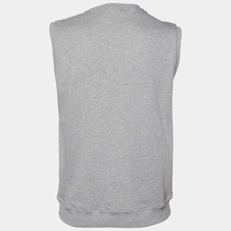 مملوكة مسبقًا Roberto Cavalli Gym Grey Printed Cotton Knit Sleeveless Vest L