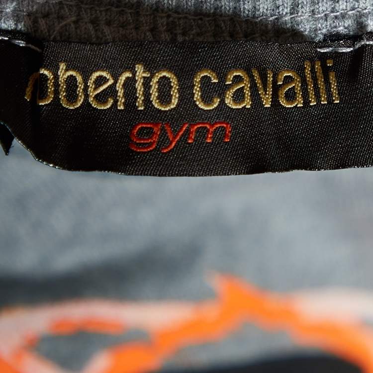 مملوكة مسبقًا Roberto Cavalli Gym Grey Printed Cotton Knit Sleeveless Vest L