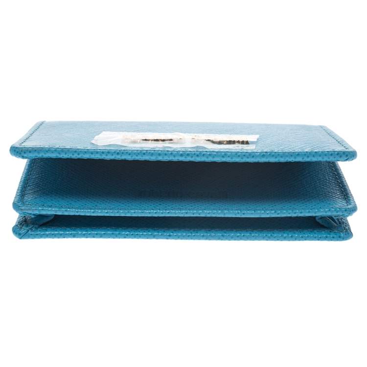 Pre Owned Roberto Cavalli Turquoise Leather Card Holder