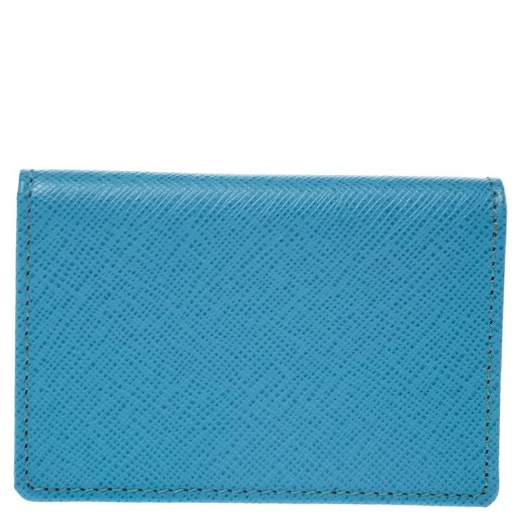 Pre Owned Roberto Cavalli Turquoise Leather Card Holder