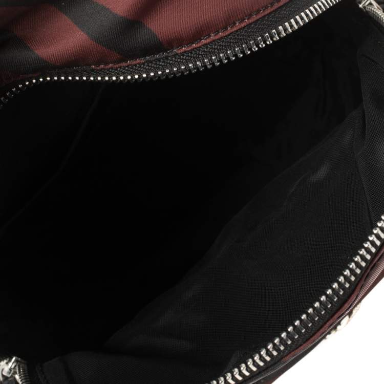 Pre Owned Roberto Cavalli Maroon/Black Zebra Print Fabric and Leather Mini Backpack