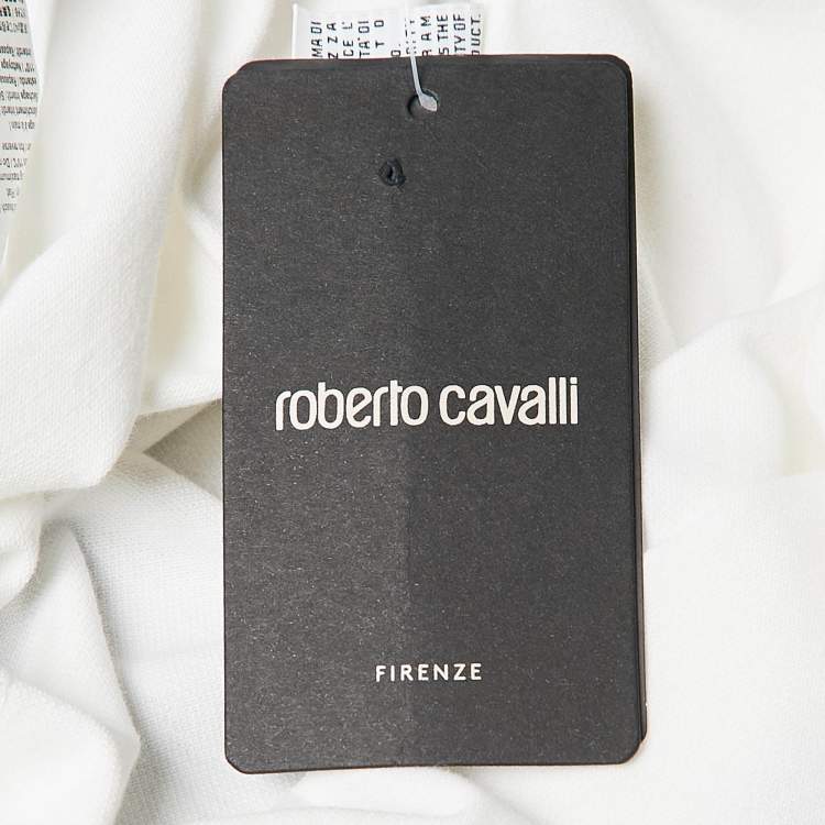 Pre Owned Roberto Cavalli White Cotton Pique Polo T-Shirt S