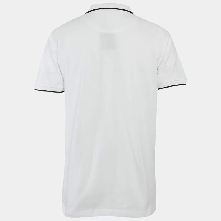 Pre Owned Roberto Cavalli White Pique Cotton Polo T-Shirt XXL