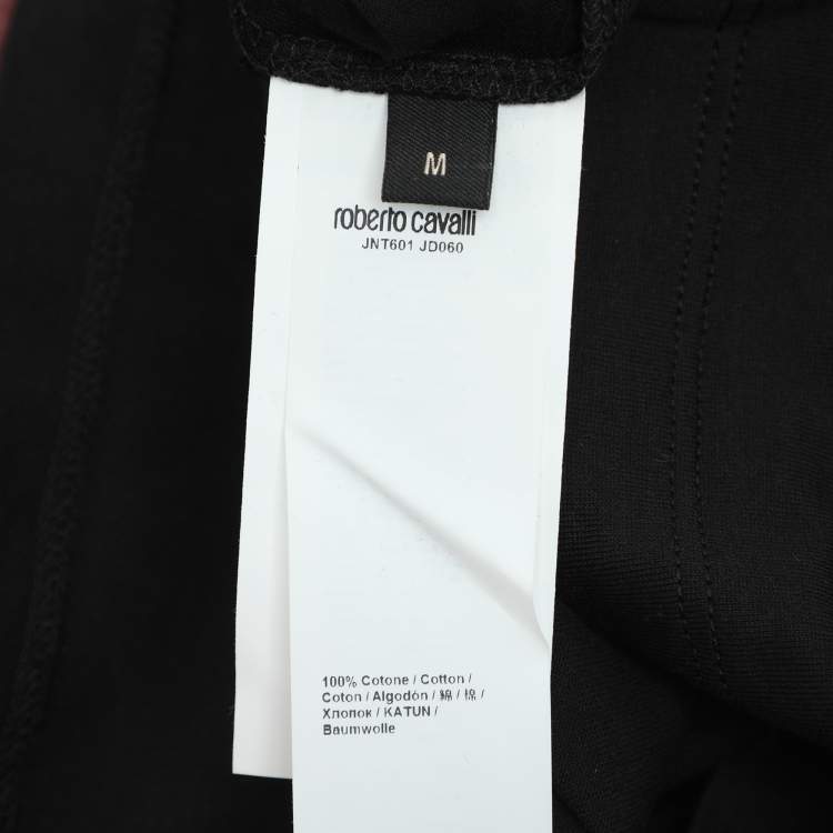 Pre Owned Robert Cavalli Black Jersey Logo Print T-Shirt M