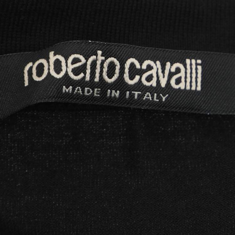 Pre Owned Robert Cavalli Black Jersey Logo Print T-Shirt M
