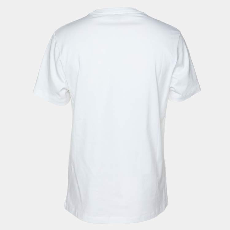 Pre Owned Robert Cavalli White Jersey Logo Print T-Shirt M