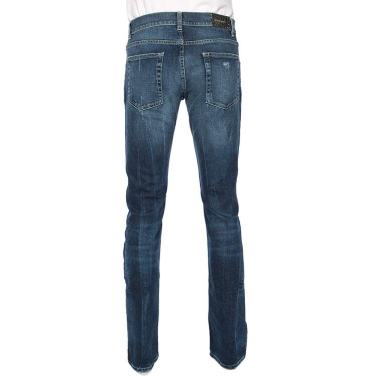 Pre Owned Roberto Cavalli Blue Denim Straight Fit Jeans L