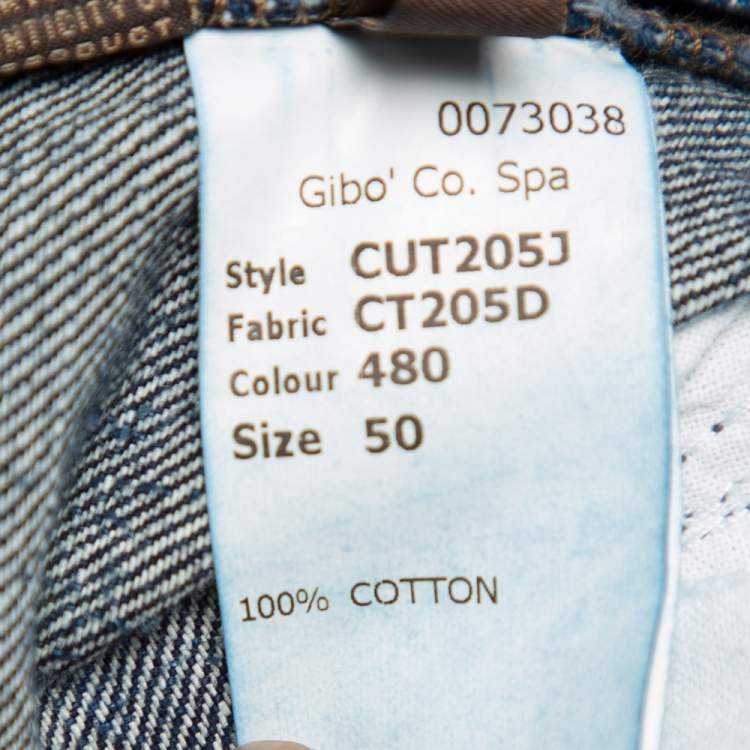 مملوكة مسبقًا Roberto Cavalli Indigo Medium Wash Distressed Denim Jeans L