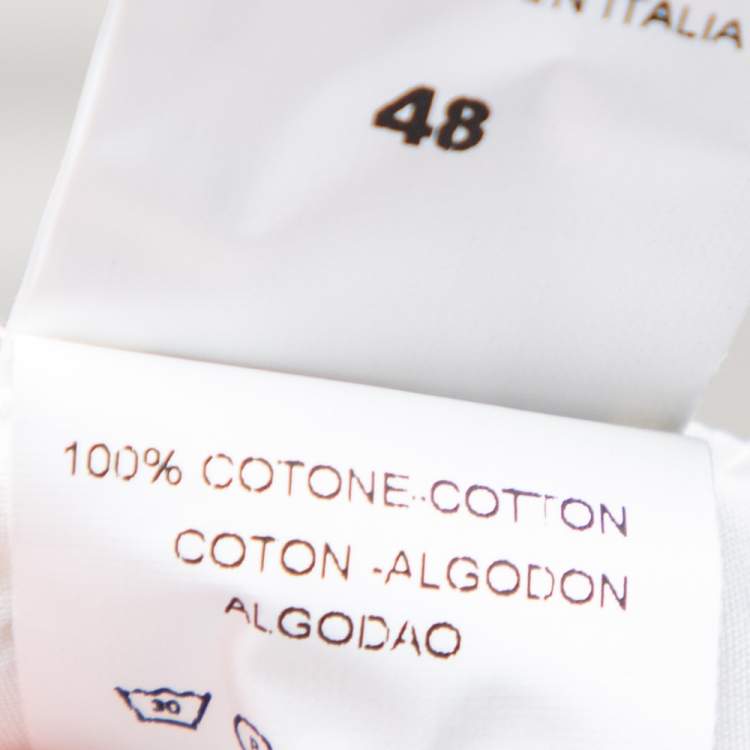 Pre Owned Roberto Cavalli White Cotton Monogram Button Front Shirt M 